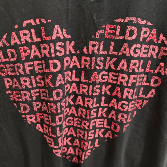 Karl Lagerfeld heart Paris sparkly women's tee XL - Picture 1 of 4